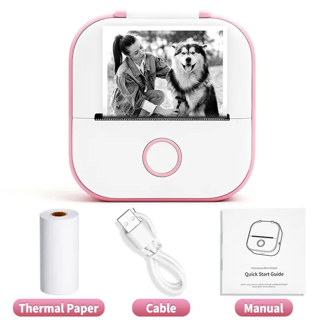 Mini Sticker Printer  T02 Thermal Portable Inkless Pocket Phone Printer Compatible with Android Ios Instantly Print Fun